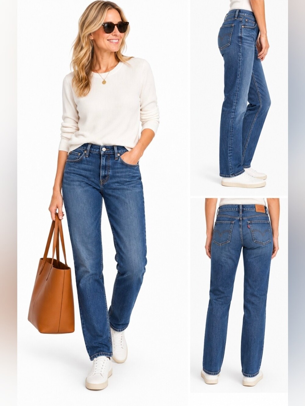 Levis 505 Women’s Dark Blue Straight-Leg Jeans, Size 10